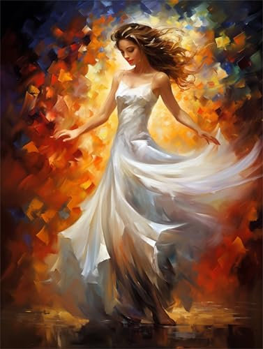 Malen Nach Zahlen Erwachsene Herbst Malen Nach Zahlen Frau Paint by Numbers für Anfänger,DIY Handgemalt Ölgemälde Leinwand Kit mit Pinseln Acrylfarben Bastelset,Home Wand Dekor Geschenk 20x30cm M-1125