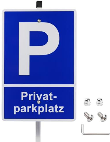 YYTECH Privatparkplatz Schild, Schild Privat Parkplatz mit Pfosten Halterung Alu 20 x 30 cm Höhe 45cm mit Löchern mit Löchern für Zaun, Parkverbot Schilder Einfach Einzurichten