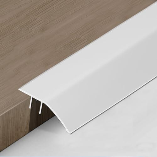 Bodenübergangsstreifen Aluminium, Übergangsprofil Höhenausgleich 5-12mm – Türleiste Schwellenrampe Bodenreduzierer für Türschwelle, Laminat, Fliesen, Holzböden– 0,9m x 43mm rutschfest (Silber43MM)