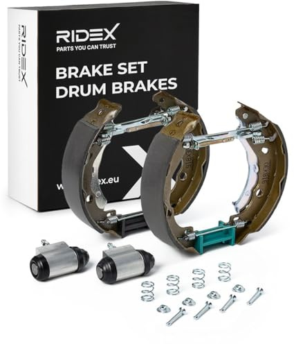 RIDEX 3859B0327 Bremsenset Trommelbremse Bremsbacken Satz mit Handbremshebel Hinten Kompatibel mit OPEL Corsa F, PEUGEOT 208 I Schrägheck CA, CC 208 II Schrägheck UB, UP, UW, UJ, CITROËN C3 II SC