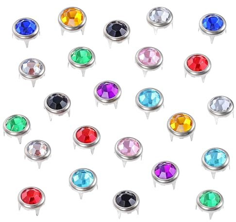 100 rivetti rotondi con strass a forma di testa di chiodo, borchie rotonde con strass, punte decorative multicolore per fai da te, abbigliamento, scarpe, borse, cinture