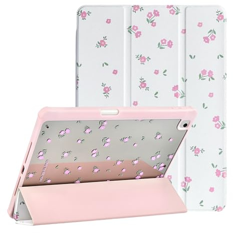 Fycyko Compatible with iPad 10.2 Inch Case, iPad 9th/8th/7th Generation 2021/2020/2019 Coquette Small Floral Print Design with Pencil Holder Shockproof Flexible TPU Protective Cover,Blossom