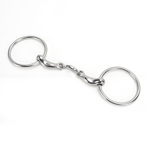 Luocute Filetto per Cavallo, Morso per Bocca con O Ring in Acciaio Inossidabile da 115 Mm di Diametro con Superficie Liscia Senza Bave per L'allenamento e L'equitazione Quotidiana
