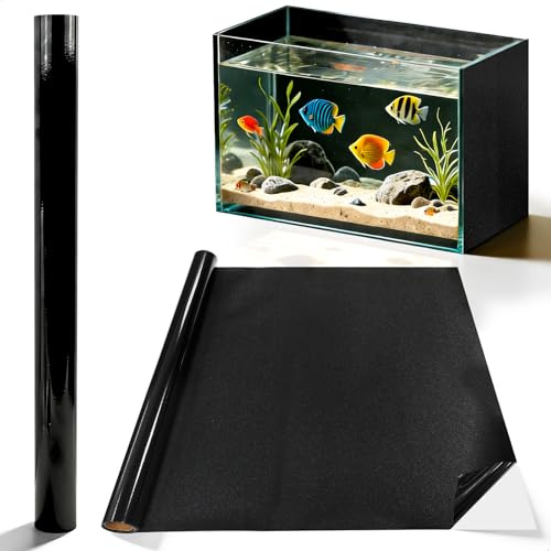 chituodian Statisch Haftender Aquarium Rückwandfolie, Statisch Aquarium Folie Rückwand Tapetendekorationen, 40 x 200CM Aquariumhintergrund Schwarzer für Aquarien