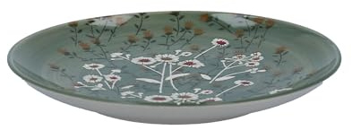 Gisela Graham Wild Daisy Floral Design Side Plate, Green, Stoneware, Round, 21cm
