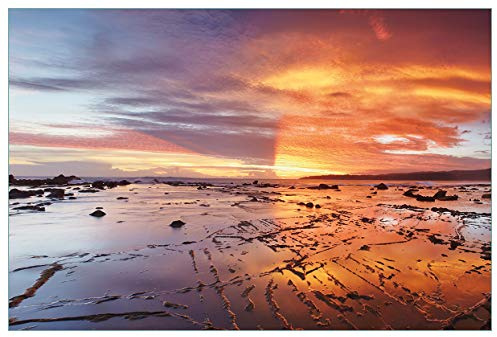 Wallario Küchenrückwand selbstklebend 90 x 60 cm, Motiv: Wattwanderung am Meer bei Sonnenuntergang | Spritzschutz abwischbar & pflegeleicht