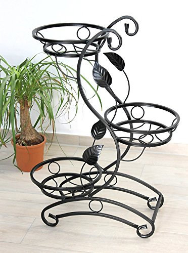 DanDiBo Blumentreppe Metall Schwarz 87 cm Blumenständer mit 3 Ablagen KW019 Blumensäule Pflanzenständer Pflanzensäule Blumenhocker