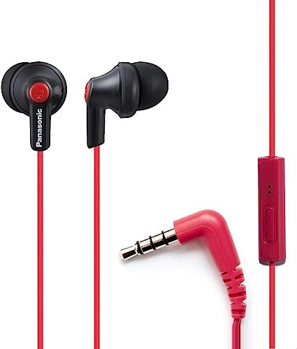 Panasonic, ErgoFit RP-TCM125-KB, Auriculares intraurales ergonómicos con cable, micrófono y controlador de llamadas, ajuste personalizado S, M y L, conector Jack de 3,5 mm para teléfonos y portátiles,