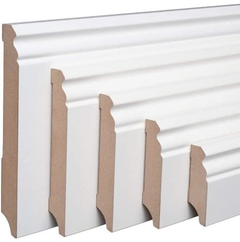 REESE Sockelleisten Weiß - MDF - Alt-Berliner Profil - 150mm Höhe - 20 Stück / 44 lfm - Fußleisten modern - nicht selbstklebend - 230 cm