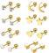 YADOCA 8 Paires 18G Acier Chirurgical Boucle d Oreille Femme Acier Chirurgical Faux Piercing Oreilles Cartilage Barbell Cz Helix Set Boucle d Oreille Argent Or Rose Or
