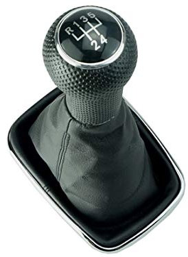 Do!LED Schaltsack Schaltknauf Chrom Rahmen schwarze Naht 5 Gang für 12 mm Schaltgestänge kompatibel/Ersatzteil für Golf 4 Bora