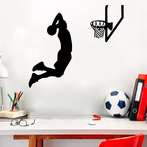 Basketball-Wanddekoration, Sportaufkleber, zum Abziehen und Aufkleben, Wandaufkleber für Jungenzimmer, 61 x 51,1 cm
