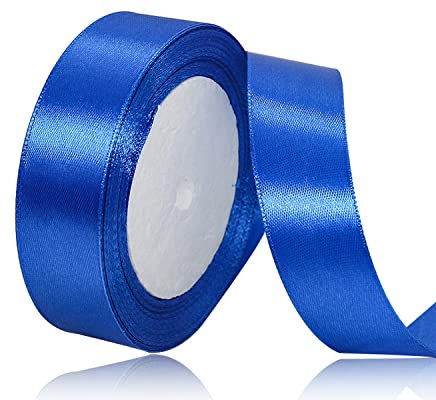 Blau Satinband 25mm, 22Meters Blau Schleifenband Geschenkband Dekoband Stoffband für Geschenk, Basteln, Nähprojekte, Haarschleifen, Brautstrauß, Hochzeits Dekoration