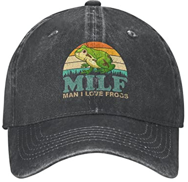 Frösche Mütze Mann I Love Frogs Mütze Herren Baseball Cap Verstellbare Kappen, Schwarz, Einheitsgröße