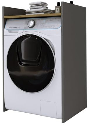 3E 3xE living.com Armario de Baño para Lavadora, Pie Durable con Estante - Antracita/Artisan Oak, 64 x 97 x 50 cm,