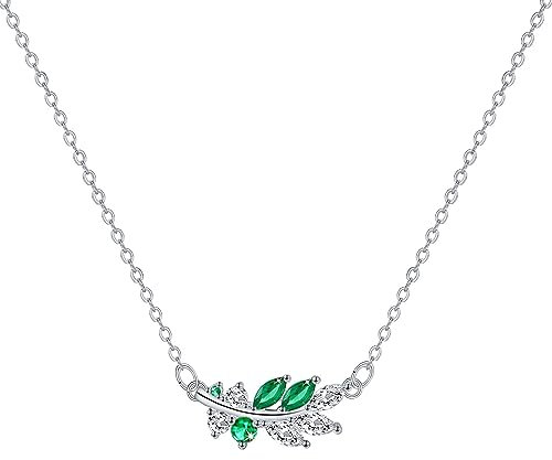 J.MUEN Collar Mujer Hoja de Olivo plata de ley 925 Collar Joyería Regalos Navidad para Hermana Mujeres Niñas
