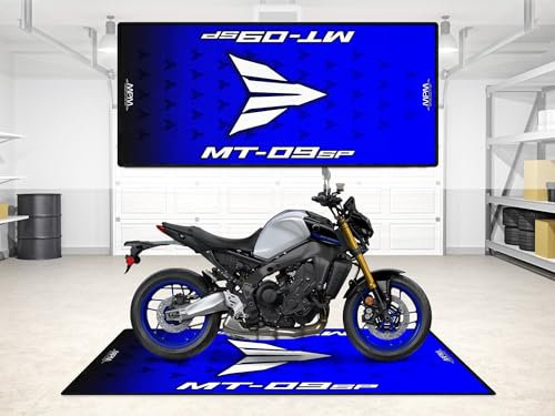 wibeart MPM Motorradmatte für MT-09 – waschbare, rutschfeste, öl- und wasserfeste Parkmatte für Garage, Ausstellungsraum und Werkstatt | Größe 2: 102 x 47/260 x 120 cm