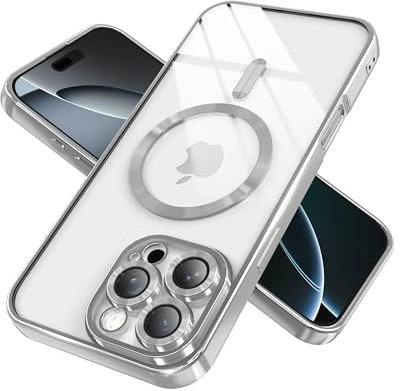 IAIYOXI Coque plaquée pour iPhone 8 avec protection d'objectif d'appareil photo, coque transparente, coque de protection anti-rayures et antichoc pour iPhone 8, idéale pour homme et femme – Argenté