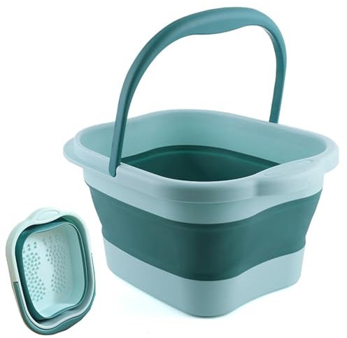 Collapsible Foot Bath Foot Soak Tub with Handle, Folding Foot Bath with Foot Massaging Acupoints to Help Sleep, Laundry Basket Multifunction Buckets for Cleaning Mop, Camping