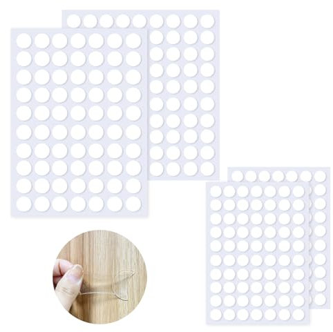 Biglumin Doppelseitig Aufkleber - Rund Doppelseitig klebender Aufkleber 12mm/15mm/21mm PVC Selbstklebend Schraubenabdeckung Weiss Schutzkappen für Möbel Reparaturen.(300 Stück)