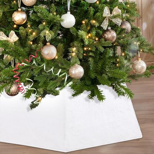 Weihnachtsbaum Kragen, 65cm Weiß Plüsch Tannenbaum Korb, baumständer Abdeckung Weihnachtsbaum umrandung für Weihnachten Party Xmas Deko