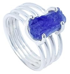 Zarte Rohedelstein-Tansanit-Ring aus 925er Sterling-Silber, Dezembergeburtssteinring