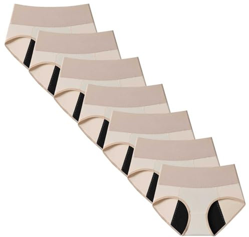 KYDLIGHT 7er Pack Perioden Unterhosen Damen Große Größen, Periodenunterschwäsche Starke Blutung, Slip Baumwolle Auslaufsichere Inkontinenz