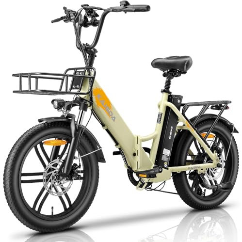 KAISDA E-Bike Klappbar 20 Zoll Fatbike – 36V20.8Ah Doppelakku, bis 45-90KM Reichweite & 150KG Belastungebike 20 Zoll Fat Tire für Schnee, Stadt, Strand – 33KG Leicht & IPX-Wasserdicht