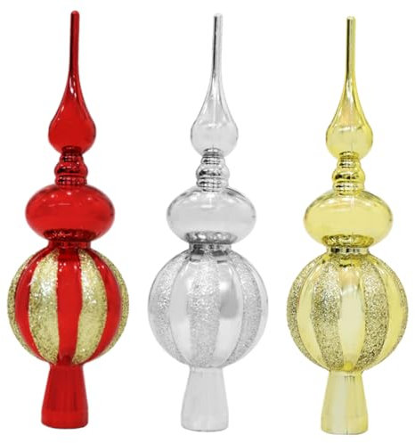 Cabilock 3 Piezas Adornos para Árbol de Navidad Decoración Treetop y Finiales Vintage para Decoración Navideña y Ocasiones Especiales