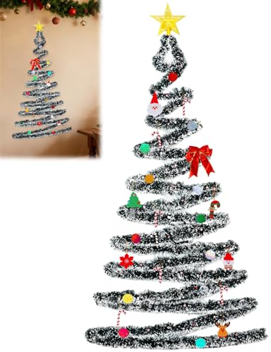 XILEPINGAN Weihnachtsbaum künstlich 180cm,Deko Blumen Weihnachtsbaum zum Aufhängen an der Wand, realistisch, einfacher Aufbau, Weihnachtsbaum, Geeignet für Wände, Glasfenster, Türen
