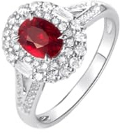 Verlobungsring, Wedding Rings mit 1 Karat Ovalem Rubin und 0,5 Karat Diamant Weißgold