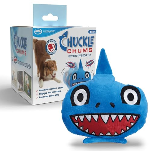JML Chuckle Chums Interactive Dog Toy – Motion Activated Shark, Washable | Motion activated sounds and movement for enrichment and boredom relief – durable and machine washable