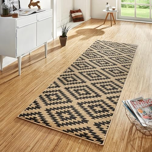 Hanse Home Teppich Läufer Nordic 80x500cm – Teppichläufer Weicher Kurzflor Teppich Modern Raute Design Läufer für Flur, Schlafzimmer, Kinderzimmer, Badezimmer, Wohnzimmer, Küche Dekoläufer – Braun
