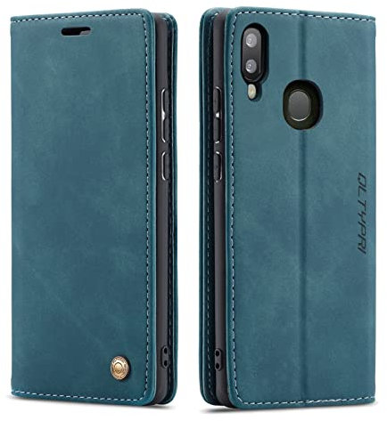 QLTYPRI Hülle für Samsung Galaxy A40, Vintage Dünne Handyhülle mit Kartenfach Geld Slot Ständer PU Ledertasche TPU Bumper Wallet Case Flip Schutzhülle für Samsung Galaxy A40 - Blau