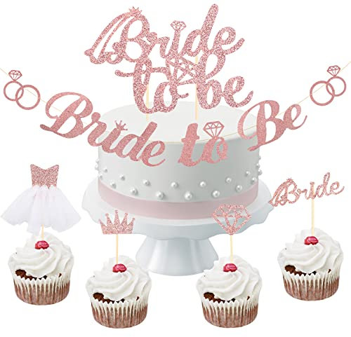 AirSMall 6 STK. Bride to Be Cake Topper,Team Bride Tortenaufsatz Rose,JGA Cupcake Topper Hochzeit Dessert Deko Tortendeko für Verlobung Junggesellenabschied Dekoration Bachelorette Party Accessories
