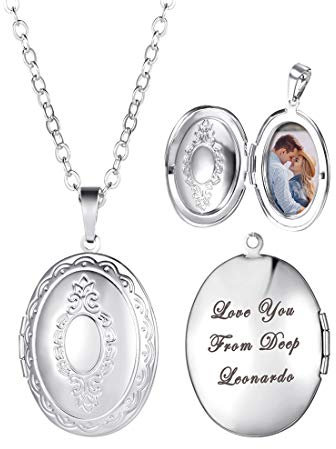 U7 Collier Femme Photo Personnalisé Pendentif Ovale Ouvrant Personnalisable Chaîne 55+5cm Fournie Bijou Fantaisie - Collier Femme Acier Inoxydable