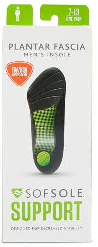 Sof Sole Plantar Fascia Insoles (FSA&HSA Eligible) - 3/4 Length, Gel in Heel- Support in Arch, For Men