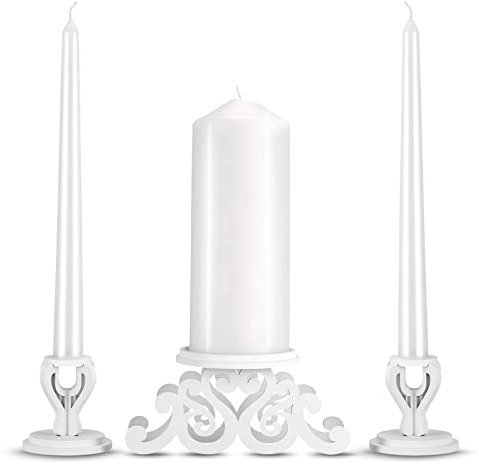 Rozrety Kerzenständer Holz Kerzenhalter Set für Ø8cm Stumpenkerzen und Ø2cm Stabkerzen für Wohnzimmer Schlafzimmer Hochzeit Vintage Tisch Deko (Kerzen Nicht Enthalten)