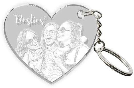 MyPrezzie Schlüsselanhänger Herz personalisiert mit Gravur| 4,5 x 4,5 cm I | Jahrestag für Ihn & Sie | Partner Geschenke mit Foto