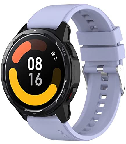 FTRONGRT Soft Silicone 22mm Watch Strap for Fossil Hybrid Smartwatch HR, Replacement Wristband Bands Bracelet for Fossil Hybrid Smartwatch HR.Silver Buckle Violets