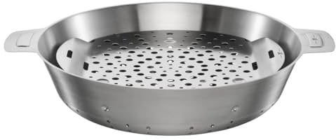 Fiskars Norden Grill Chef Stahl-Dampfkorb, Zur Verwendung als Grillkorb, Dampfgarer oder Sieb, Ø 30 cm, Edelstahl, 1066431