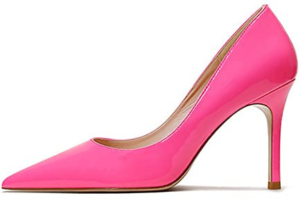 Escarpins Vernis Femme Pointue Talons Hauts Élégants Escarpins pour Femme, Pompe Escarpins Talons Bout Fermé,Pink,10.5
