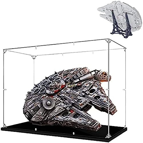 Kompatibel mit LEGO 75192 Star Wars Millennium Falcon Modell Acryl-Vitrine, 3 mm staubgeschützte Aufbewahrungsbox mit vertikalem Ständer für Modellbauer