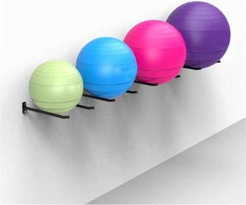 Yoga ball stand, 4 Pcs Wall Mount Ball Holder Stand, Adjustable Width Metal Storage Rack, Home/Gym Exercise Balls Organizer