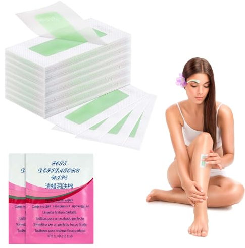 ACWOO Kaltwachsstreifen, 47 pcs Wachsstreifen Gesicht, Hautschonende & reißfeste Enthaarungsstreifen für Depilation auf Bein, Brust, Rücken, Intimbereich, Gesich