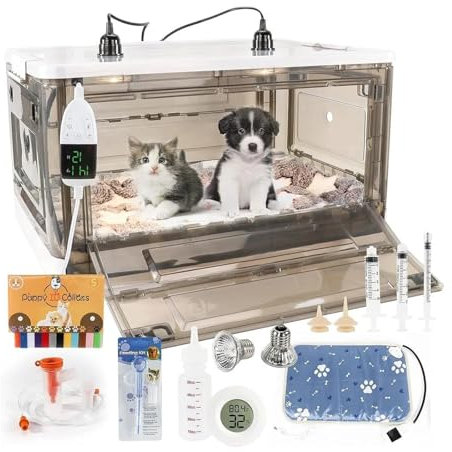 Incubadora para Cachorros con Incubadora Calentada para Cachorros Y Gatitos Recién Nacidos, Suministros para Mascotas, Hospital para Mascotas(Color:85L Set)