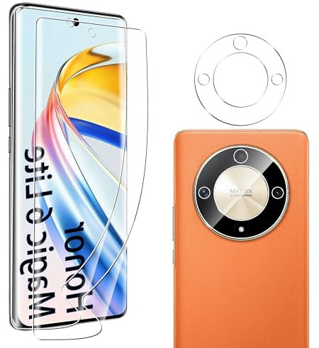 Heioloo 4 Pezzi Pellicola Protettiva per Honor Magic 6 Lite 5G, 2 Pezzi Pellicola Protettiva Morbida + 2 Pezzi Fotocamera Vetro Temperato,Senza Bolle,HD - Anti-Graffio,TPU Pellicola