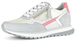 Gabor Damen Low-Top Sneaker, Frauen Halbschuhe,Komfortable Mehrweite (H),Freizeitschuhe,Turnschuhe,Bianco/Grey/pink k.,38.5 EU / 5.5 UK