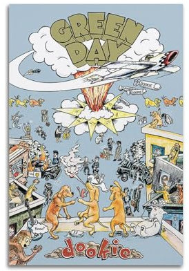 szzmyo Green Day Poster, Dookie-Album-Poster, dekoratives Gemälde, moderne ästhetische Leinwandposter, Schlafzimmer, Kunst, Wohnzimmer, Dekoration, Poster, 30 x 45 cm, ungerahmter Stil