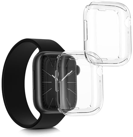 kwmobile Set 2x Custodia Smartwatch Compatibile con Apple 45mm Watch 9 / Watch 8 / Watch 7 (45mm) Cover - Case Silicone Protezione Orologio Fitness trasparente